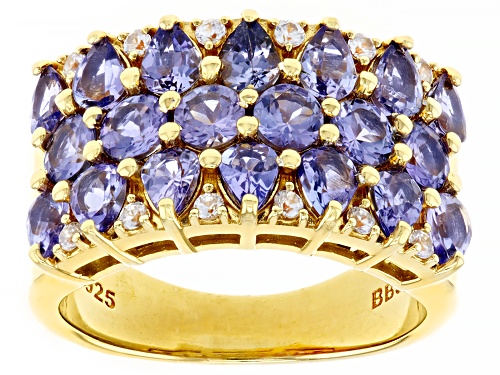 Photo of 2.68ctw Tanzanite With 0.19ctw White Zircon 18k Yellow Gold Over Sterling Silver Ring - Size 7