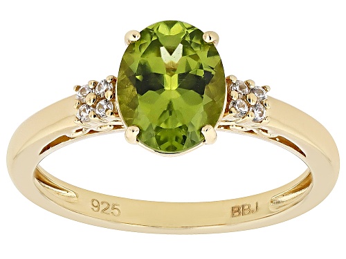 Photo of 1.66ct Manchurian Peridot™ With 0.09ctw White Zircon 18k Yellow Gold Over Sterling Silver Ring - Size 9