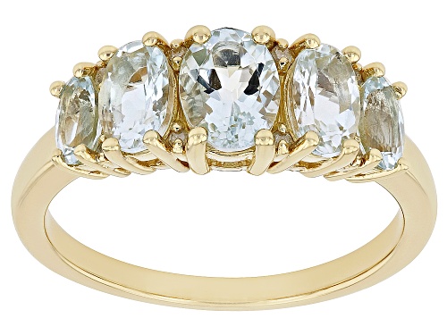 Photo of 1.62ctw Aquamarine and 0.04ctw White Diamond 18k Yellow Gold Over Sterling Silver Ring - Size 10