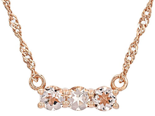 0.59ctw Round Morganite 18k Rose Gold Over Sterling Silver Necklace - Size 18