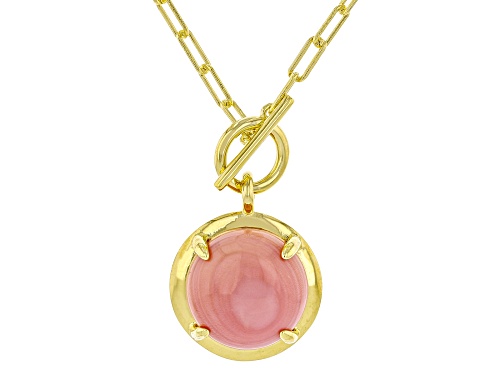 14mm Pink Conch Shell 18k Yellow Gold Over Sterling Silver Necklace