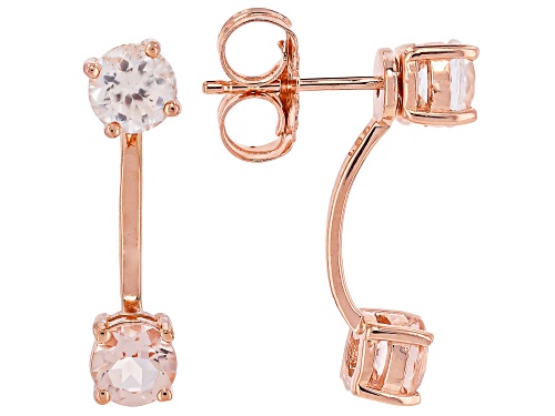 0.77ctw Peach Morganite With 1.50ctw White Zircon 18k Rose Gold Over Sterling Silver Earrings