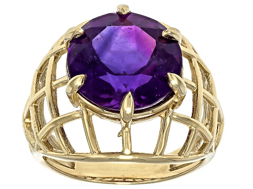 5.40ct African Amethyst 18k Yellow Gold Over Sterling Silver Ring - Size 7
