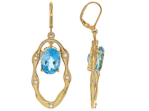 13.00ctw Glacier Topaz™ Topaz With 0.25ctw White Topaz 18k Yellow Gold Over Sterling Silver Earrings