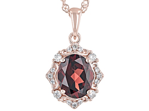 Photo of 2.13ct Vermelho Garnet™ With 0.16ctw White Zircon 18k Rose Gold Over Sterling Silver Pendant/Chain