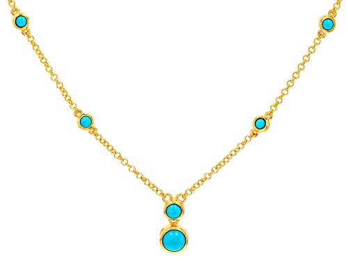 3mm, 4mm, 6mm Sleeping Beauty Turquoise 18k Yellow Gold Over Sterling Silver Necklace