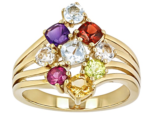 1.79ctw Multi Gemstone 18k Yellow Gold Over Sterling Silver Ring - Size 9