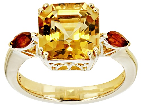 4.05ct Citrine With 0.43ctw Madeira Citrine 18k Yellow Gold Over Sterling Silver Ring - Size 9