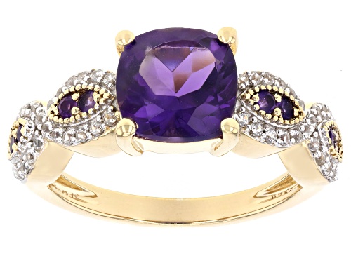 Photo of 1.99ctw African Amethyst with 0.25ctw White Zircon 18k Yellow Gold Over Sterling Silver Ring - Size 8