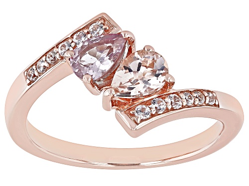 Photo of 0.28ct Morganite with 0.59ctw Color Shift Garnet & White Zircon 18k Rose Gold Over Silver Ring - Size 8