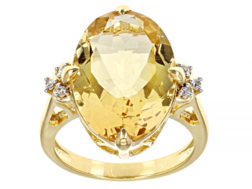 8.50ct Champagne Quartz with 0.05ctw White Zircon 18k Yellow Gold Over Sterling Silver Ring - Size 6