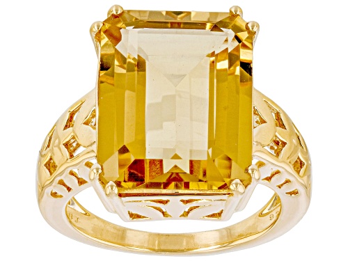 10.40ct Champagne Quartz 18k Yellow Gold Over Sterling Silver Ring - Size 6