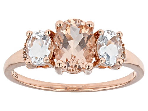 Photo of 1.48ctw Morganite With Aquamarine And White Zircon 18k Rose Gold Over Sterling Silver Ring - Size 8