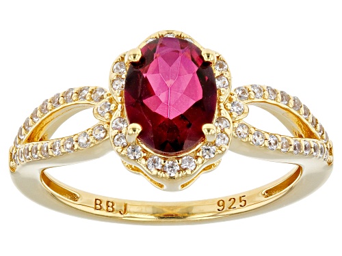 0.81ctw Magenta Petalite With 0.61ctw White Zircon 18k Yellow Gold Over Sterling Silver Ring - Size 7