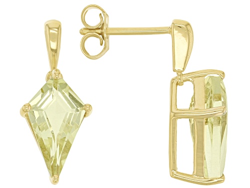 3.10ctw Kite Canary Quartz 18k Yellow Gold Over Sterling Silver Earrings