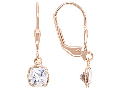 Photo of 1.18ctw Square Cushion Morganite 18k Rose Gold Over Sterling Silver Dangle Earrings