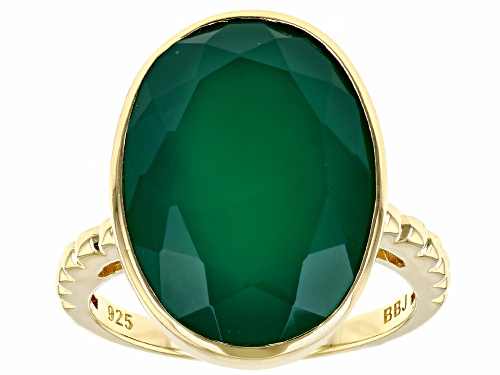 5.97ct Green Onyx 18k Yellow Gold Over Sterling Silver Ring - Size 7