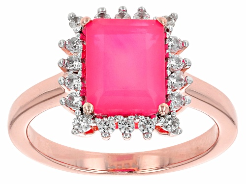 1.07ct Pink Ethiopian Opal With 0.40ctw White Zircon 18k Rose Gold Over Sterling Silver Ring - Size 7