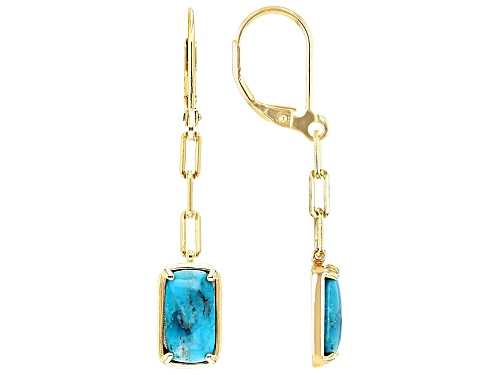 11x6mm Turquoise 18k Yellow Gold Over Sterling Silver Earrings