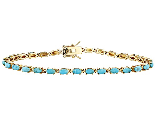 5x3mm Turquoise 18k Yellow Gold Over Sterling Silver Bracelet - Size 8