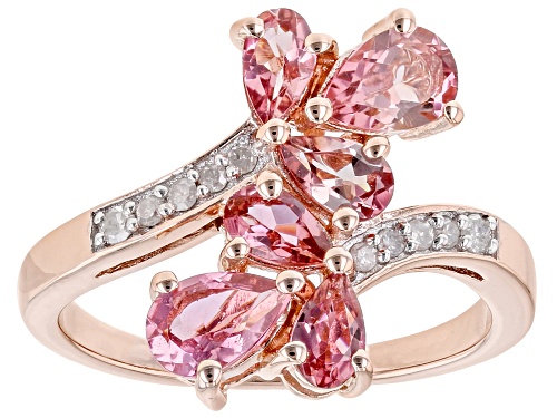 1.29ctw Pink Tourmaline With 0.07ctw Diamond Accent 18k Rose Gold Over Sterling Silver Ring - Size 8