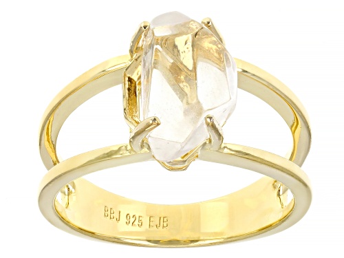 Free-Form White Herkimer Quartz 18k Yellow Gold Over Sterling Silver Ring - Size 8