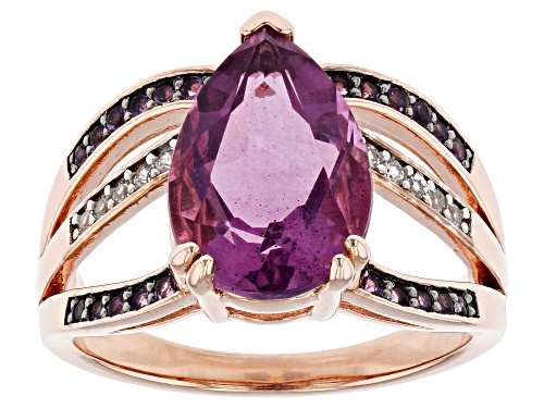 4.39ctw Purple Fluorite 18k Rose Gold Over Sterling Silver Ring - Size 11