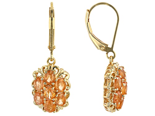 2.50ctw Oval Mandarin Garnet 18K Yellow Gold Over Silver Earrings