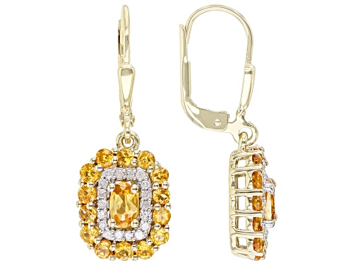 1.77ctw Mandarin Garnet and White Diamond 18k Gold Over Sterling Silver Earrings