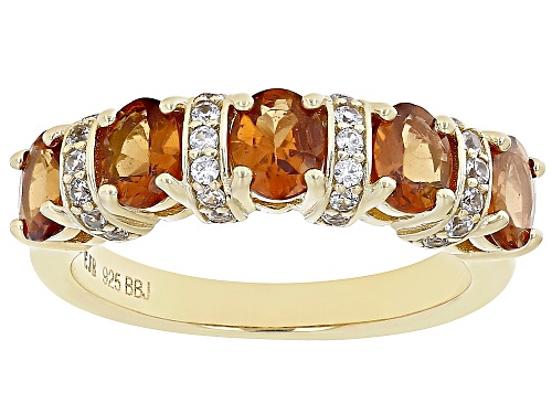 1.57ctw Mandarin Garnet And 0.31ctw White Zircon 18k Gold Over Silver Ring - Size 8