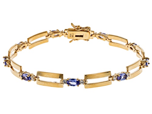 1.76ctw Tanzanite With 0.11ctw White Zircon 18k Yellow Gold Over Sterling Silver Bracelet - Size 8