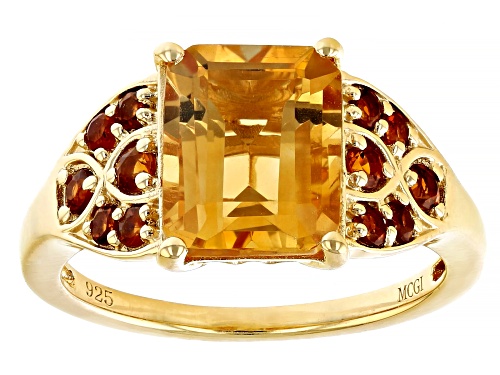 2.81ct Golden Yellow Citrine And 0.35ctw Madeira Citirine 18k Yellow Gold Over Sterling Silver Ring - Size 8