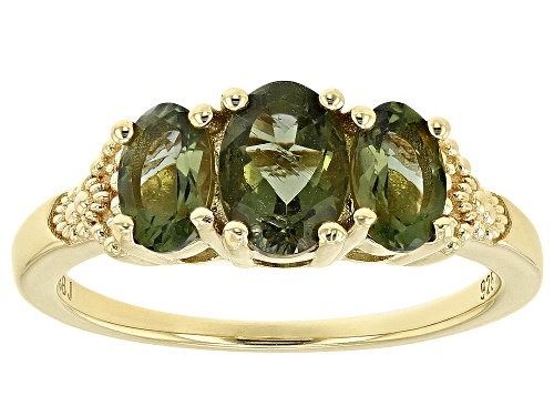 1.14ctw Moldavite 18k Yellow Gold Over Sterling Silver Ring - Size 9