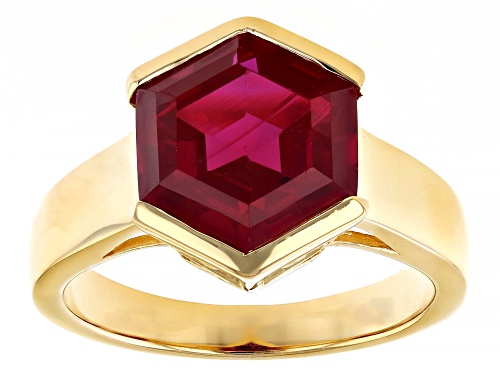 4.50ct Lab Created Ruby 18k Yellow Gold Over Sterling Silver Ring - Size 8