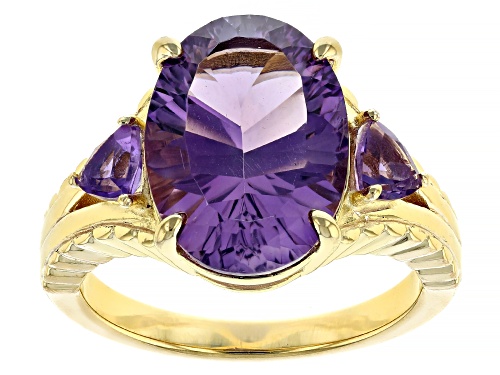 4.57ctw Amethyst 18k Yellow Gold Over Sterling Silver Ring - Size 8