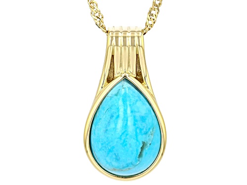 14x10mm Turquoise 18k Yellow Gold Over Sterling Silver Pendant With Chain