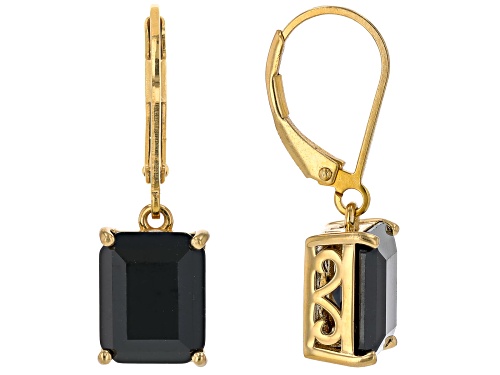 5.00ctw Black Spinel 18k Yellow Gold Over Sterling Silver Earrings