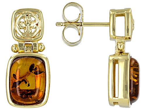 9x7mm Amber 18k Yellow Gold Over Sterling Silver Earrings