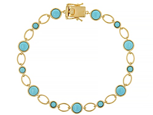3mm, 5mm Sleeping Beauty Turquoise 18k Yellow Gold Over Sterling Silver Bracelet - Size 8
