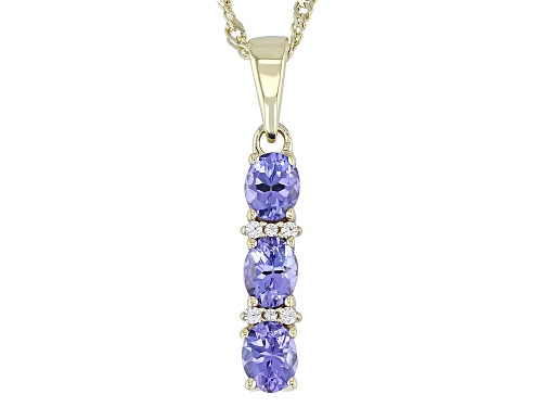 0.87ctw Tanzanite With 0.04ctw White Zircon 18k Yellow Gold Over Sterling Silver Pendant With Chain