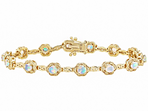 2.62ctw Ethiopian Opal 18k Yellow Gold Over Sterling Silver Bracelet - Size 8