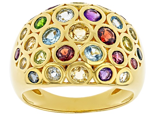 2.73ctw Multi Gemstone 18k Yellow Gold Over Sterling Silver Ring - Size 6