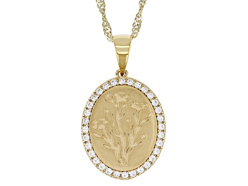 0.35ctw White Zircon 18k Yellow Gold Over Sterling Silver Flower Pendant With Chain