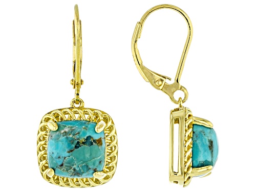 10mm Turquoise 18k Yellow Gold Over Sterling Silver Earrings