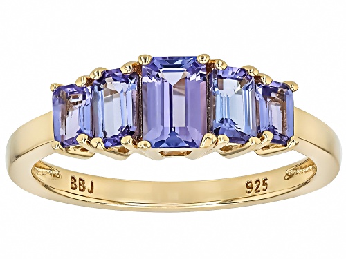 1.33ctw Rectangular Octagonal Tanzanite 18k Yellow Gold Over Sterling Silver Ring - Size 8