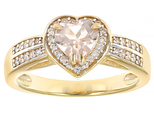 0.70ct Morganite With 0.23ctw White Zircon 18k Yellow Gold Over Sterling Silver Ring - Size 9