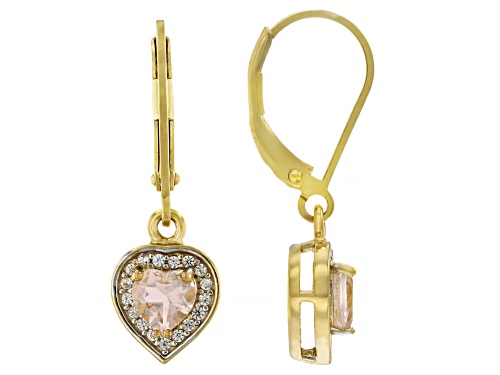 0.71ct Morganite With 0.20ctw White Zircon 18k Yellow Gold Over Silver Earrings