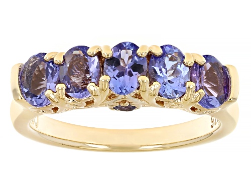 1.45ctw Oval & 0.05ctw Round Tanzanite 18k Yellow Gold Over Sterling Silver Ring - Size 8