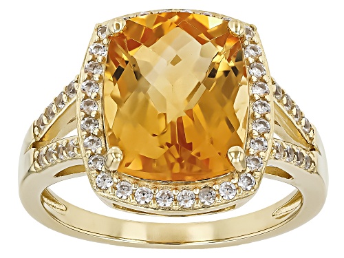 4.41ct Citrine With 0.51ctw White Zircon 18k Yellow Gold Over Sterling Silver Ring - Size 10