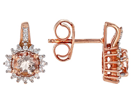 0.80ctw Morganite With 0.47ctw White Zircon 18k Rose Gold Over Sterling Silver Earrings